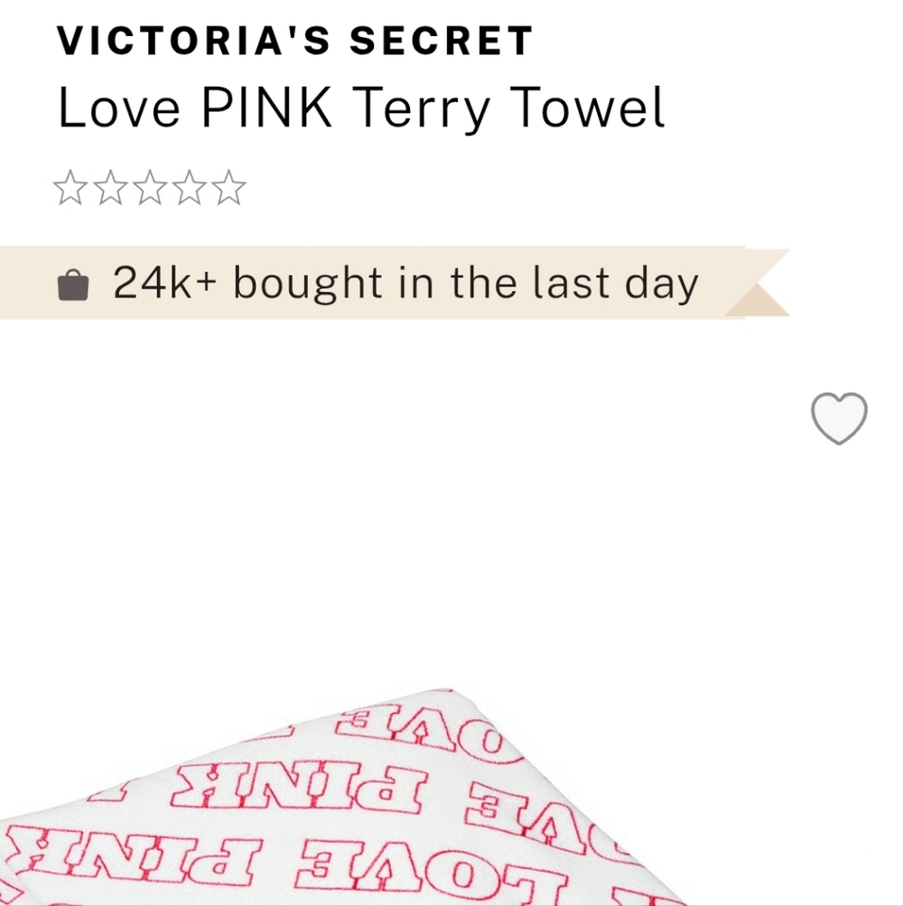 PINK By Victoria's Secret LOVE PINK TERRY TOWEL NEW - Picture 6 of 10
